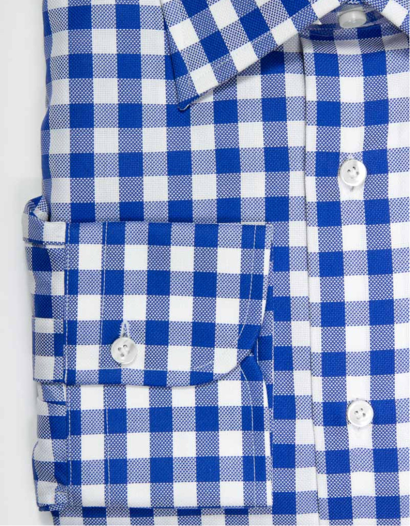 Patrick Hellmann Collection White Blue Shirt With Checks Gingham Pattern image